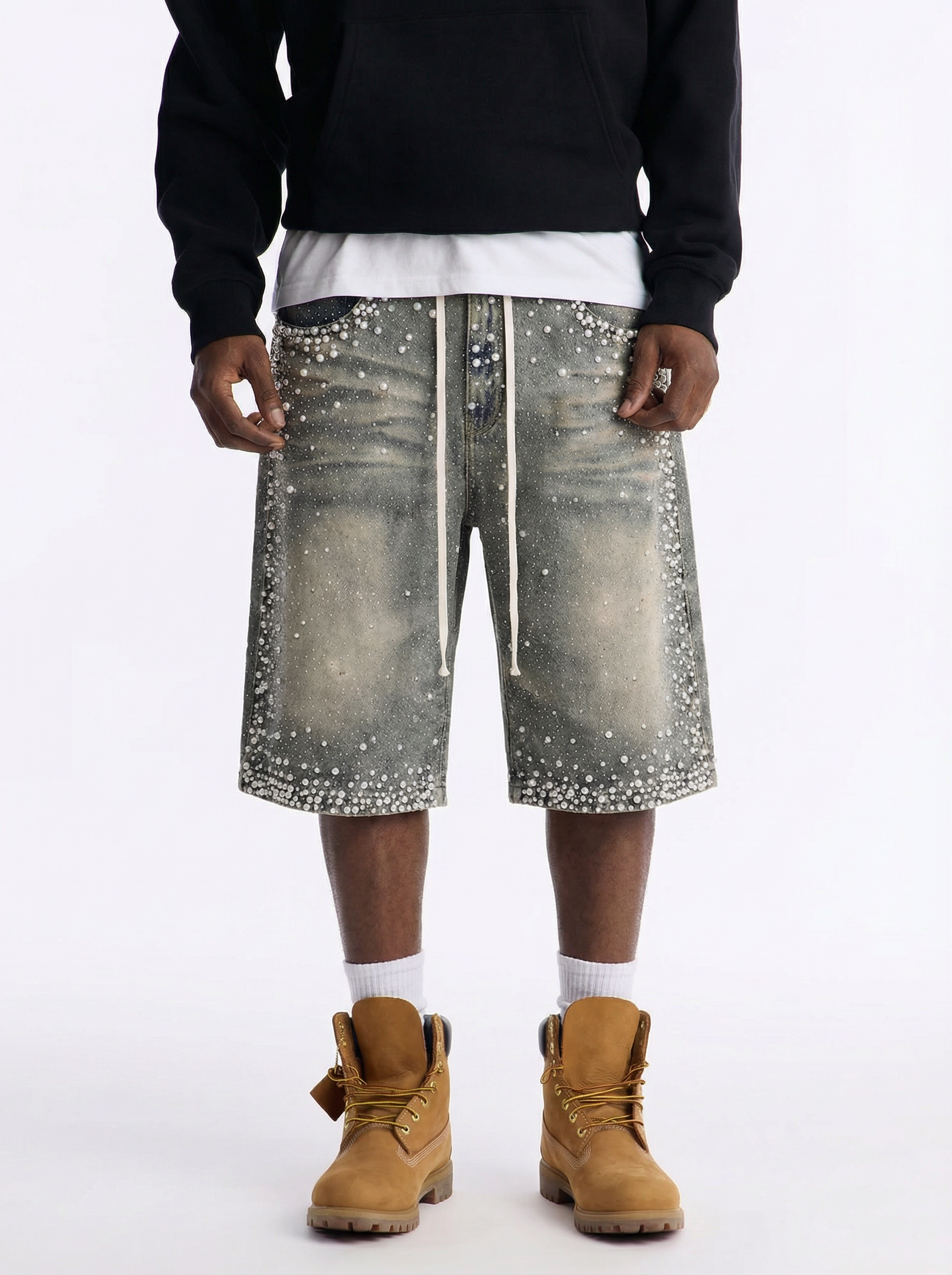 Rhinestone denim shorts - Monogram